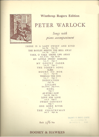 Picture of The Toper's Song, Peter Warlock, low voice solo