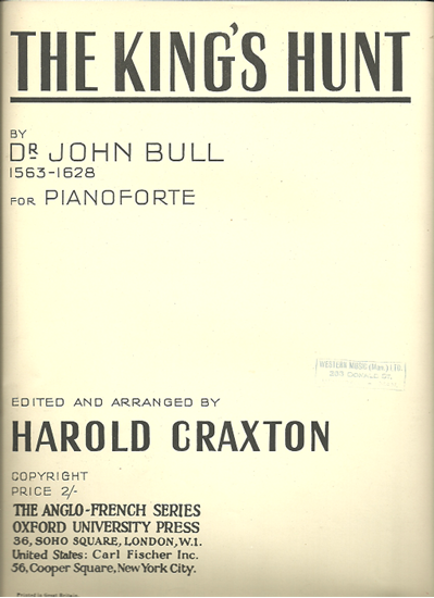 Picture of The King's Hunt, Dr. John Bull, piano solo