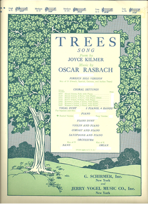 Picture of Trees, Oscar Rasbach, recital version, transc. by Carl Deis, piano solo 