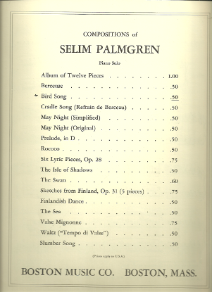 Picture of Bird Song, Selim Palmgren