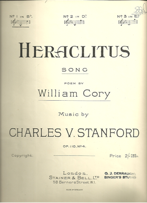 Picture of Heraclitus, Charles Villiers Stanford, low voice solo