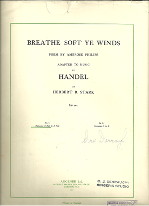 Picture of Breathe Soft Ye Winds, G. F. Handel, low voice solo