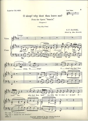 Picture of O Sleep Why Dost Thou Leave Me, from "Semele", G. F. Handel, high voice solo
