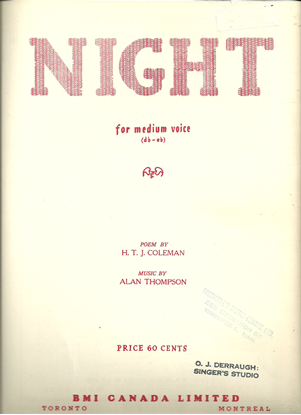 Picture of Night, Alan Thompson, medium voice solo
