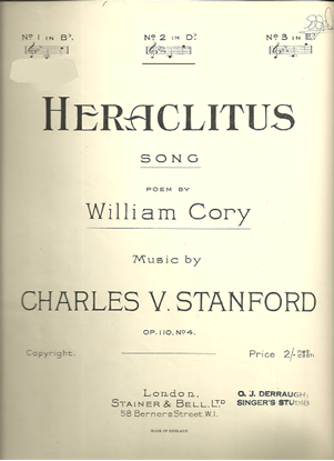 Picture of Heraclitus, Charles Villiers Stanford, medium voice solo