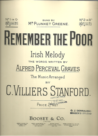 Picture of Remember the Poor, an Irish melody, arr. Charles Villiers Stanford, low voice solo