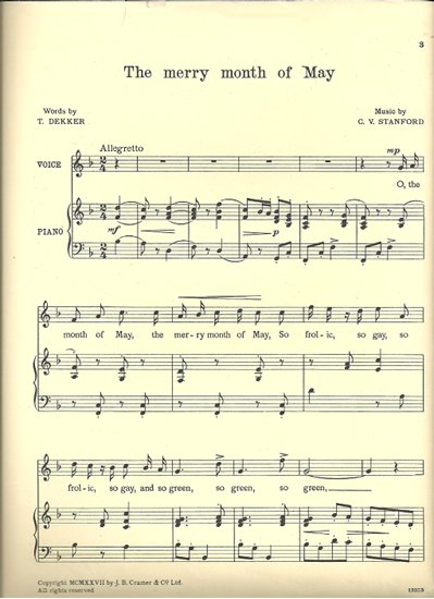 Picture of The Merry Month of May, Charles Villiers Stanford, med-hi vocal solo