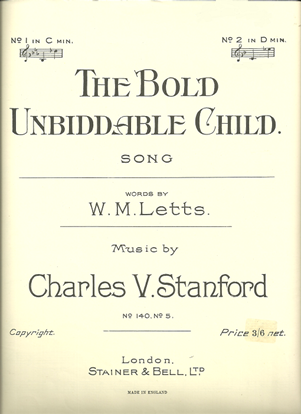 Picture of The Bold Unbiddable Child, Charles Villiers Stanford, high voice solo