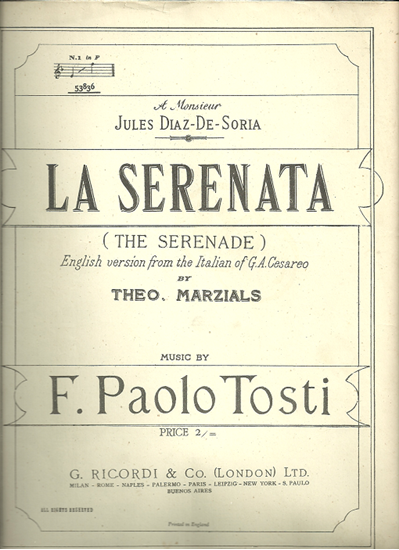 Picture of La Serenata, F. Paolo Tosti, med-high voice solo