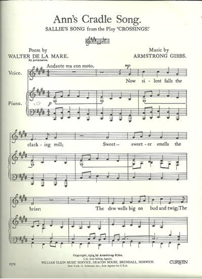 Picture of Ann's Cradle Song, Cecil Armstrong Gibbs, medium low voice solo
