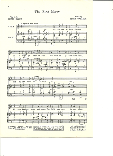 Picture of The First Mercy, Peter Warlock, unison octavo