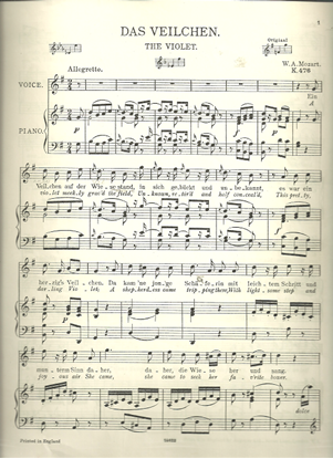 Picture of Das veilchen (The Violet), W. A. Mozart, high voice solo