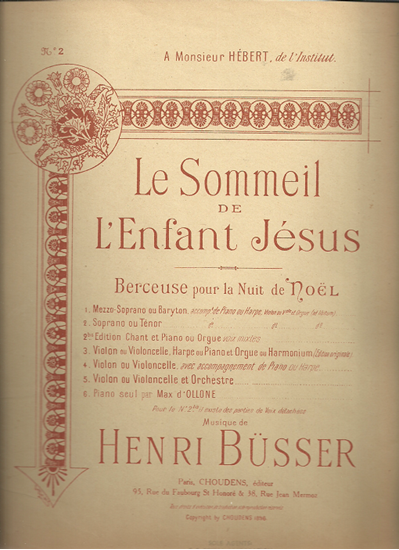 Picture of Le Sommeil de l'enfant Jesus, Henri Busser, high voice