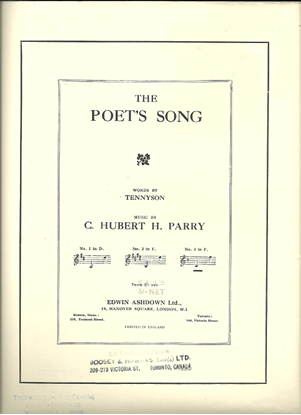 Picture of The Poet's Song, Alfred Tennyson & C. Hubert H. Parry, high voice solo