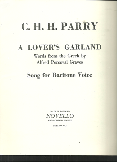 Picture of A Lover's Garland, C. H. H. Parry, baritone voice solo