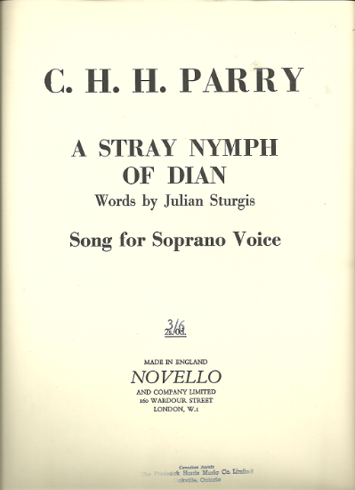 Picture of A Stray Nymph of Dian, Julian Sturgis & C. H. H. Parry, soprano voice solo