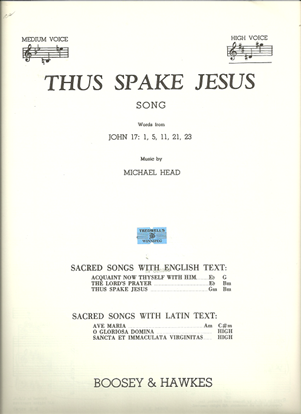 Picture of Thus Spake Jesus, Michael Head, high voice solo