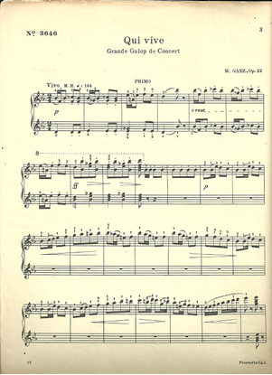 Picture of Qui Vive, Grand Galop de Concert, W. Ganz, piano duet sheet music