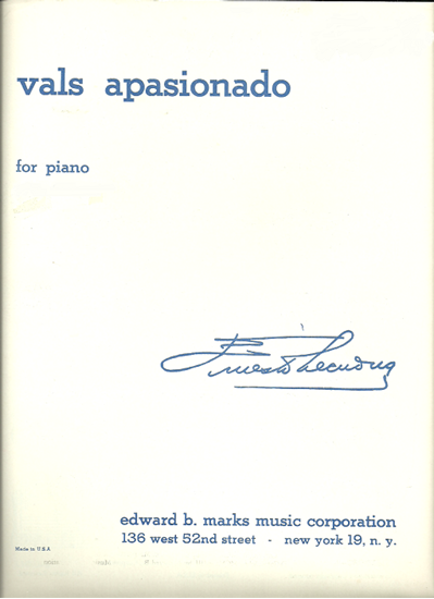 Picture of Vals apasionado, Ernesto Lecuona, piano solo