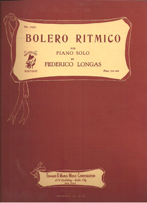 Picture of Bolero Ritmico, Federico Longas, piano solo 
