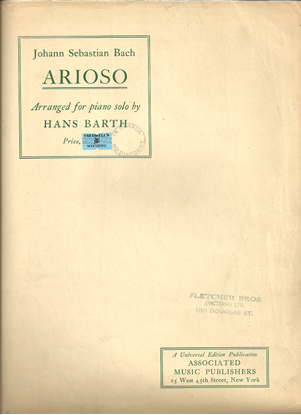 Picture of Arioso, J. S. Bach, transc. for piano solo by Hans Barth