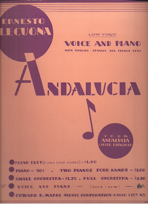 Picture of Andalucia, Ernesto Lecuona, low voice solo