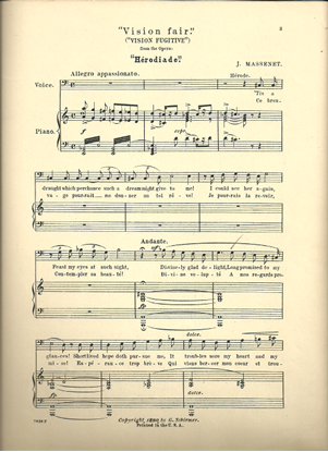 Picture of Vision fugitive, from opera "Herodiade", Jules Massenet, bass vocal sheet music