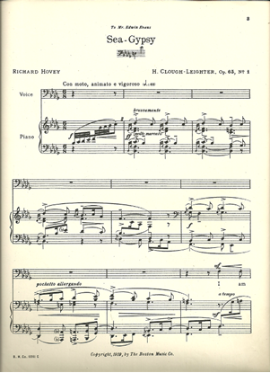 Picture of Sea-Gypsy, H. Clough-Leighter, bass vocal solo sheet music
