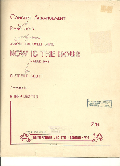 Picture of Now is the Hour (Maori Song of Farewell), transcr. by Harry Dexter from Frederick Charrosin's Orchestral version