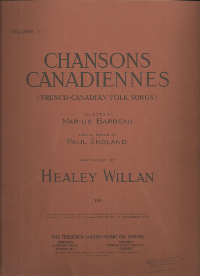 Picture of Chansons Canadiennes Vol. 1 (French-Canadian Folk Songs), Marius Barbeau & Healey Willan
