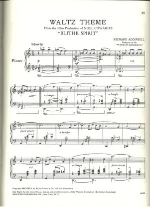 Picture of Waltz Theme from film "Blithe Spirit", Richard Addinsell, piano solo