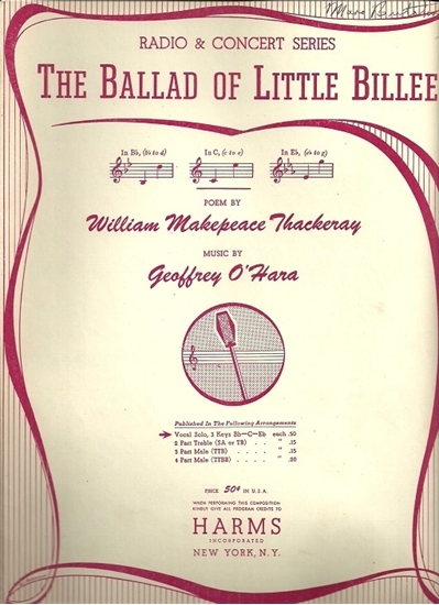 Picture of The Ballad of Little Billee, Geoffrey O'Hara, medium voice