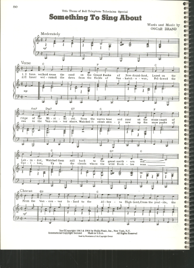Picture of Something to Sing About, Oscar Brand, pdf copy 