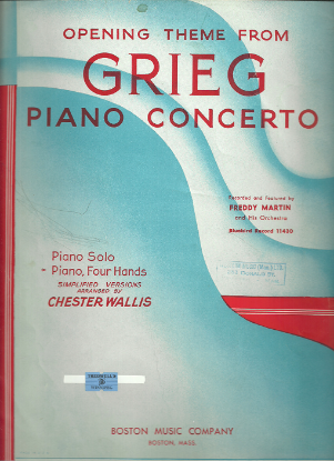 Picture of Edvard Grieg, Piano Concerto Opening Theme, arr. Chester Wallis