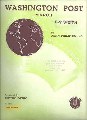Picture of Washington Post March, J. P. Sousa, arr. Pietro Deiro, accordion solo 