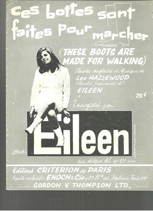 Picture of Ces bottes sont faites pour Marcher (These Boots are Made for Walking), Lee Hazelwood, recorded by Eileen