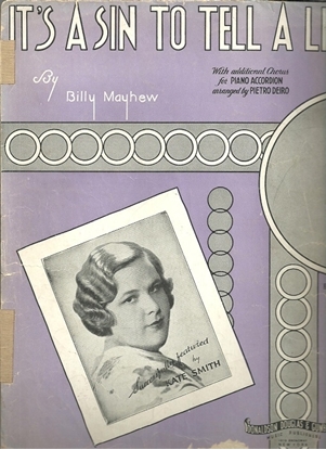 Picture of It's a Sin to Tell a Lie, Billy Mayhew, recorded by Kate Smith