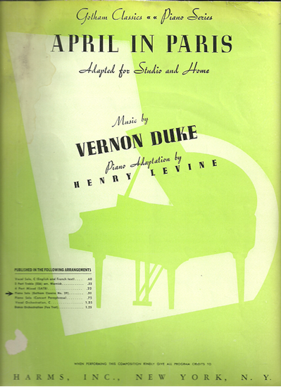 Picture of April in Paris, Vernon Duke, transc. for piano solo by Henry Levine, Gotham Classics 