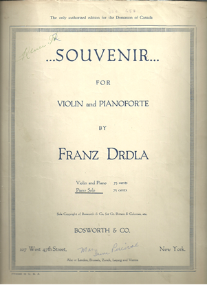 Picture of Souvenir, Franz Drdla, piano solo