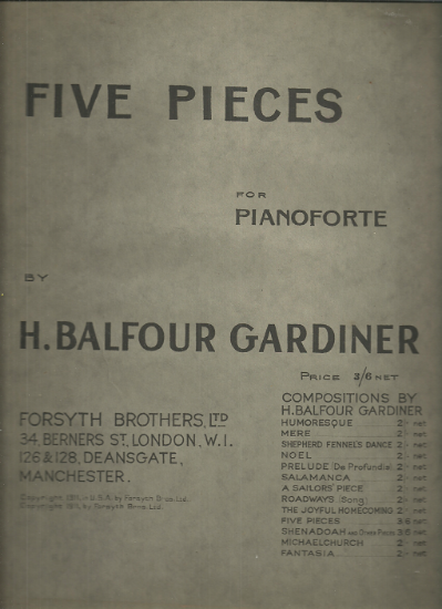 Picture of Five Pieces, H. Balfour Gardiner, piano solo 