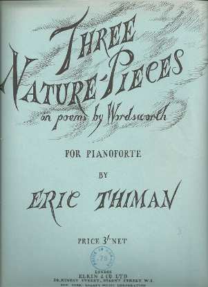 Picture of Three Nature-Pieces on Poems by Wordsworth, Eric Thiman, piano solo
