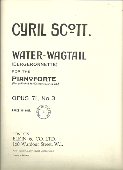 Picture of Cyril Scott, Water-Wagtail (Bergeronnette) Opus 71 No. 3, piano solo 