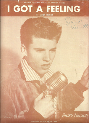 Picture of I Got a Feeling, Baker Knight, recorded by Ricky Nelson