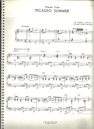 Picture of Picasso Summer (Theme from), Michel Legrand, arr. Ross Hastings for piano solo, pdf copy