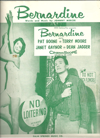 Picture of Bernardine, movie title song, Johnny Mercer, recorded by Pat Boone