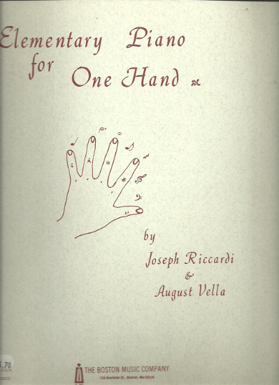 Picture of Elementary Piano for One Hand, Joseph Riccardi & August Vella, piano solo 
