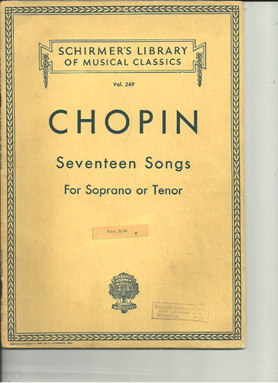 Picture of Chopin, Seventeen Songs for Soprano/Tenor