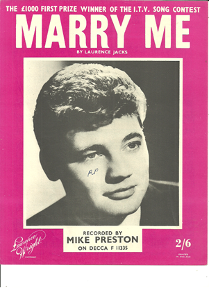Picture of Marry Me, Laurence Jacks, recorded by Mike Preston