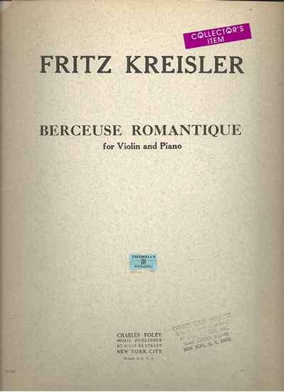 Picture of Berceuse Romantique Opus 9, Fritz Kreisler, violin solo