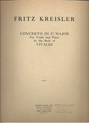 Picture of Concerto in C Major in the style of Antonio Vivaldi, Fritz Kreisler, violin solo 